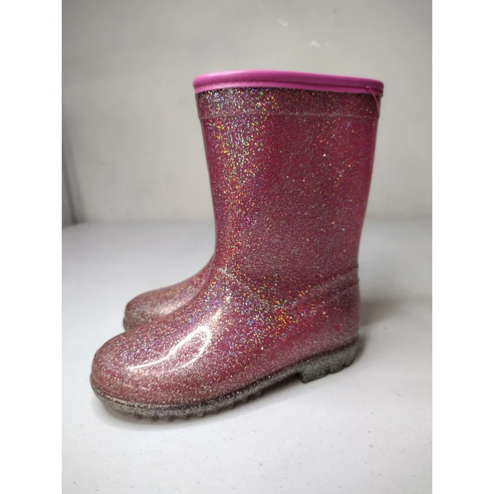 Carters Kids Pink Glitter Rain Boots Waterproof Sparkly Shoes Size 10M